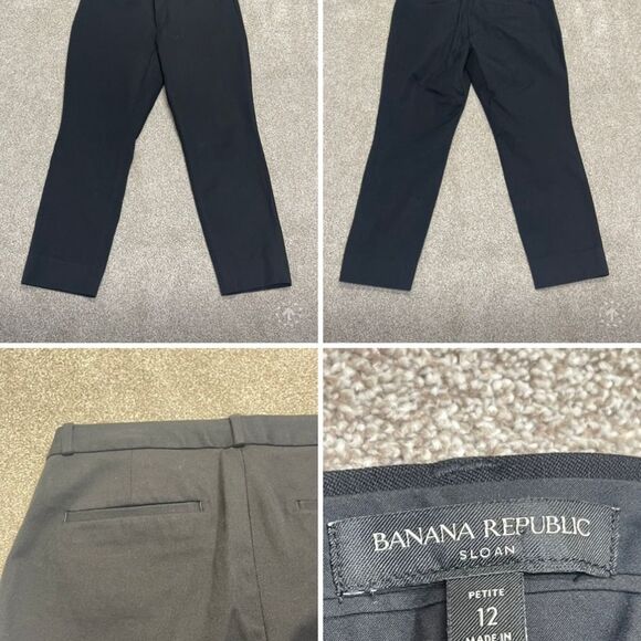 Banana Republic womens sloan pants sz 12 10” rise black business casual trouser - Picture 1 of 12